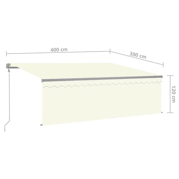 vidaXL Automatisk markise rullegardin vindsensor LED 4x3 m kremhvit
