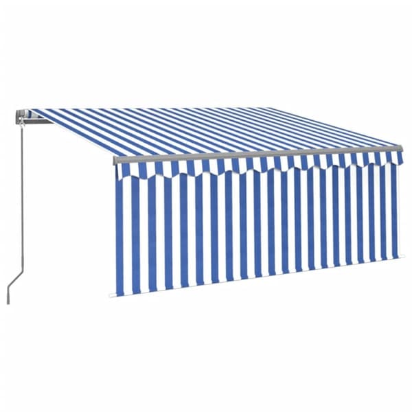 vidaXL Käsin sisäänkelattava markiisi verhoilla 3,5x2,5 m sinivalk.