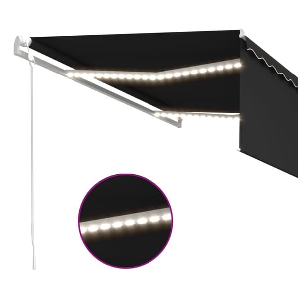 vidaXL Automatisk markis vindsensor rullgardin LED 4,5x3m antracit