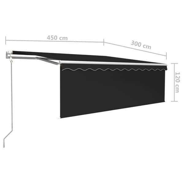 vidaXL Automatisk markis vindsensor rullgardin LED 4,5x3m antracit