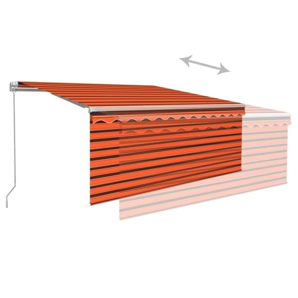 vidaXL Markis manuellt infällbar med rullgardin 3x2,5m orange och brun