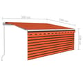 Miniatyrbild 7 av 7: vidaXL Markis manuellt infällbar med rullgardin 3x2,5m orange och brun