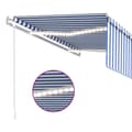 Miniatyrbild 5 av 10: vidaXL Automatisk markis med vindsensor rullgardin LED 4x3m blå&vit