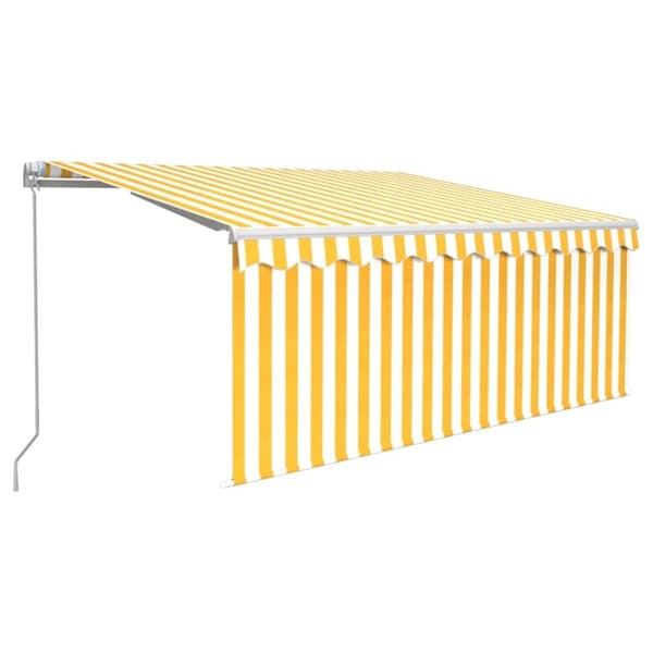 vidaXL Manuell uttrekkbar markise rullegardin&LED 3,5x2,5 m gul hvit