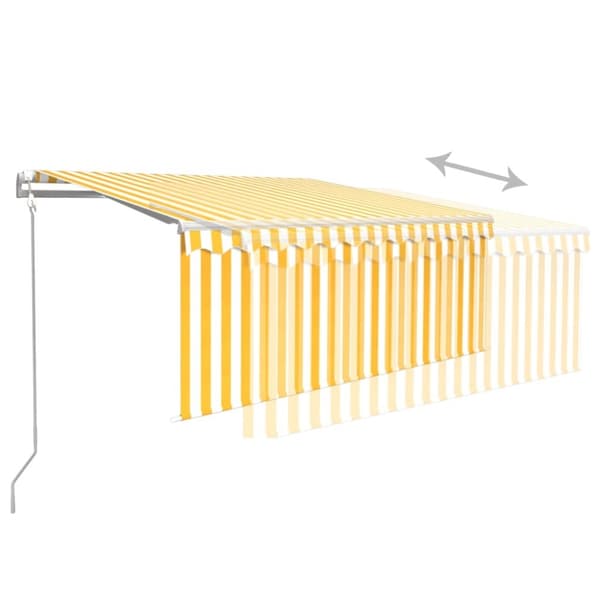 vidaXL Automatisk markis med rullgardin 3,5x2,5 m gul/vit