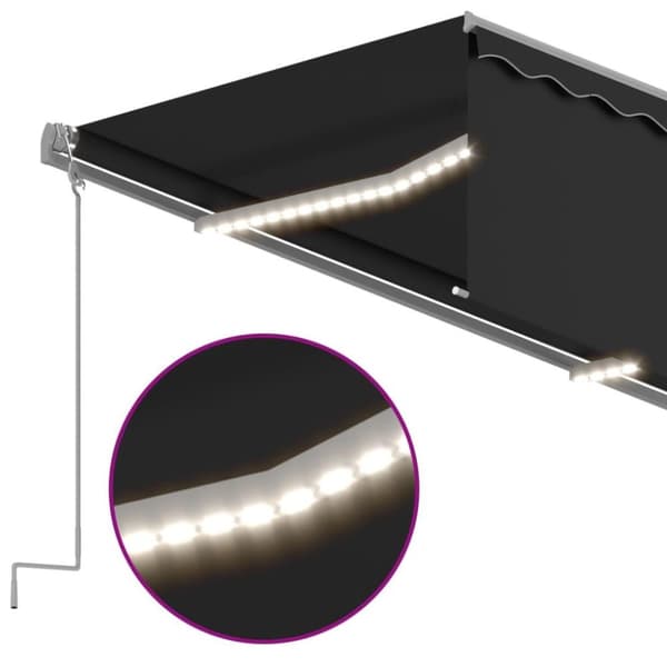 vidaXL Sisäänkelattava markiisi verho/LED/tuulisens 3x2,5m antrasiitti