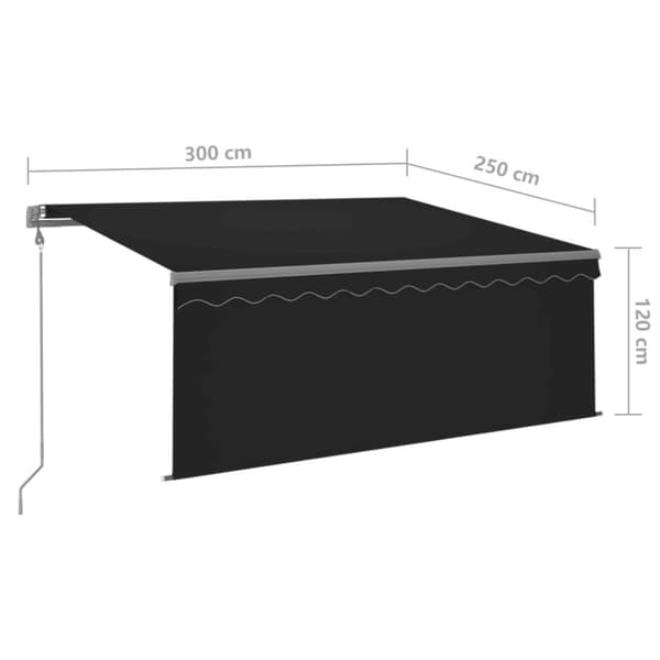 vidaXL Sisäänkelattava markiisi verho/LED/tuulisens 3x2,5m antrasiitti