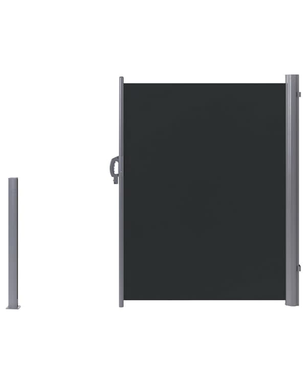 Sidemarkise Grafittgrå Polyester 160 x 300 cm Stoffskjerm Sølv Aluminiumsramme Uttrekkbar