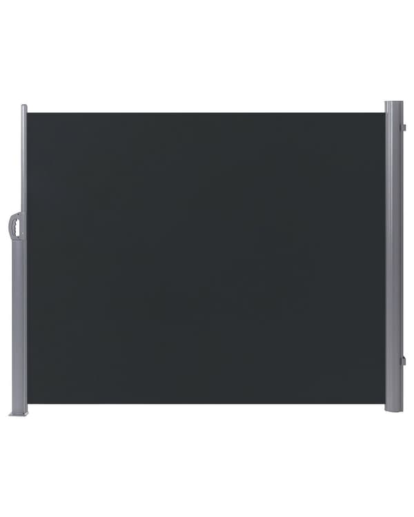 Sidemarkise Grafittgrå Polyester 160 x 300 cm Stoffskjerm Sølv Aluminiumsramme Uttrekkbar