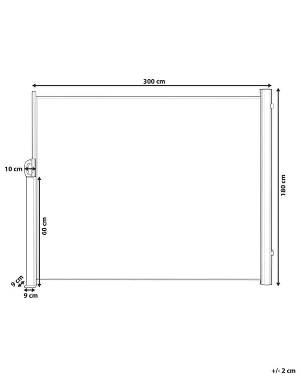 Sidemarkise Beige Polyester 180 x 300 cm Stoffskjerm Sølv Aluminiumsramme Uttrekkbar
