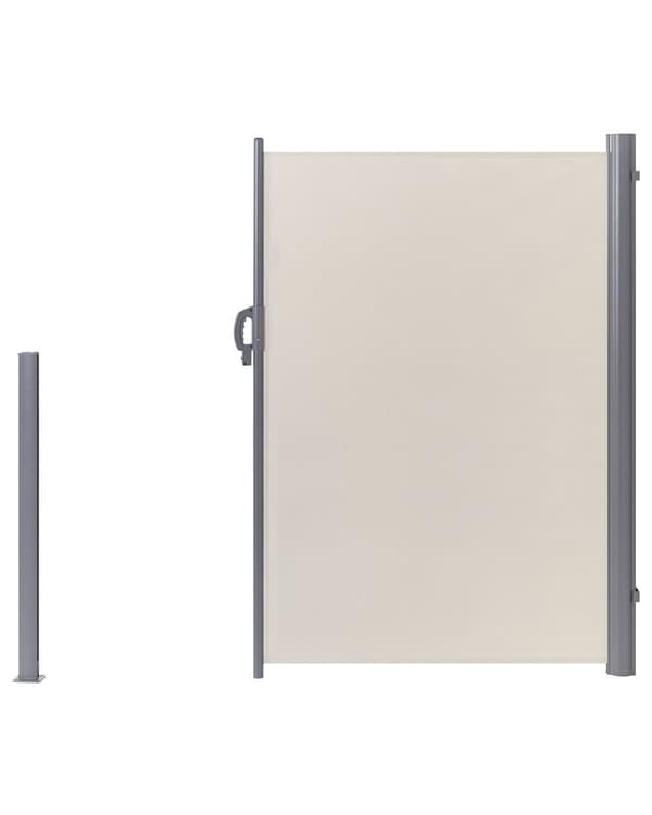 Sidemarkise Beige Polyester 180 x 300 cm Stoffskjerm Sølv Aluminiumsramme Uttrekkbar