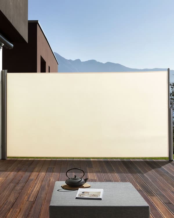 Sidemarkise Beige Polyester 160 x 300 cm Stoffskjerm Sølv Aluminiumsramme