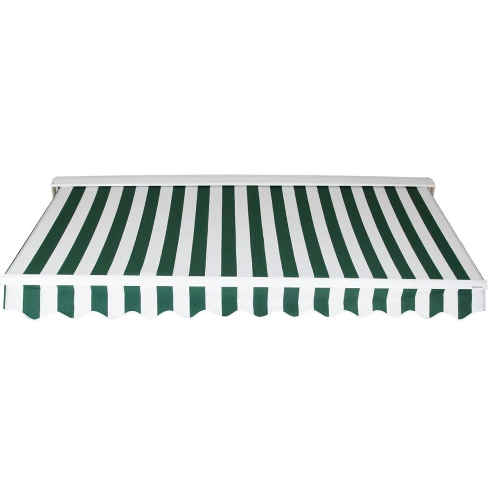 Motorstyrd terrassmarkis 5x3m | Grön/vit-randig | Färgkod 323