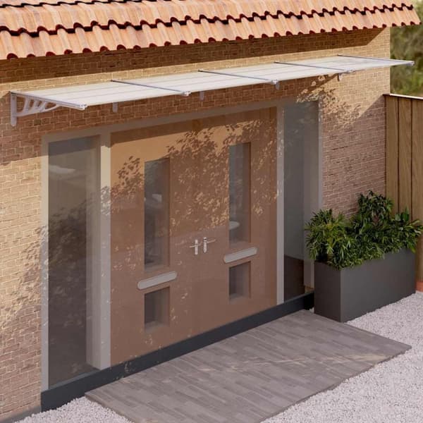 vidaXL dørbaldakin 396x90 cm polycarbonat grå og transparent