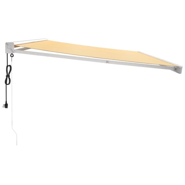 vidaXL Uttrekkbar markise gul og hvit 5x3 m stoff og aluminium