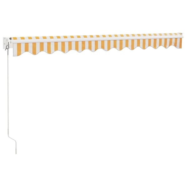 vidaXL Uttrekkbar markise gul og hvit 3x2,5 m stoff og aluminium