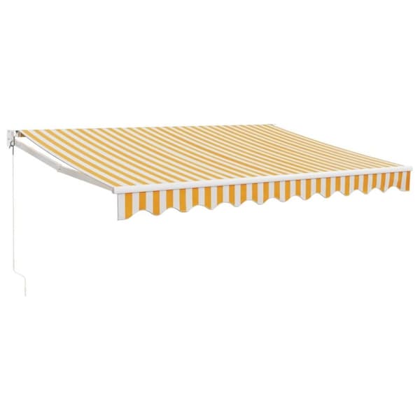 vidaXL Uttrekkbar markise gul og hvit 3x2,5 m stoff og aluminium