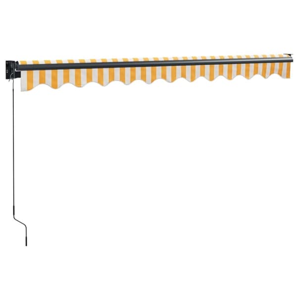 vidaXL Uttrekkbar markise gul og hvit 3,5x2,5 m stoff og aluminium