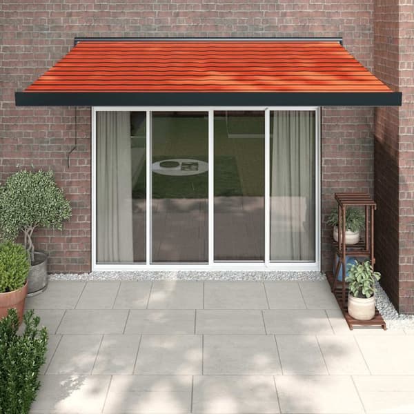 vidaXL Markis infällbar orange och brun 3x2,5 m tyg&aluminium