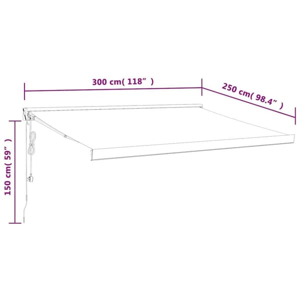 vidaXL Uttrekkbar markise gul og hvit 3x2,5 m stoff og aluminium