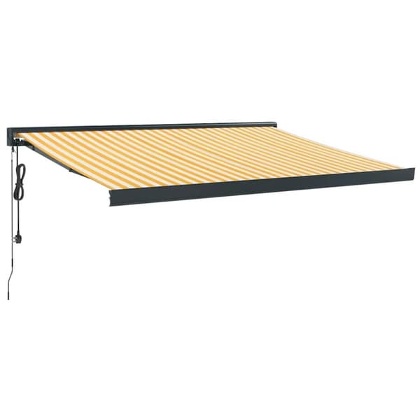 vidaXL Uttrekkbar markise gul og hvit 3x2,5 m stoff og aluminium