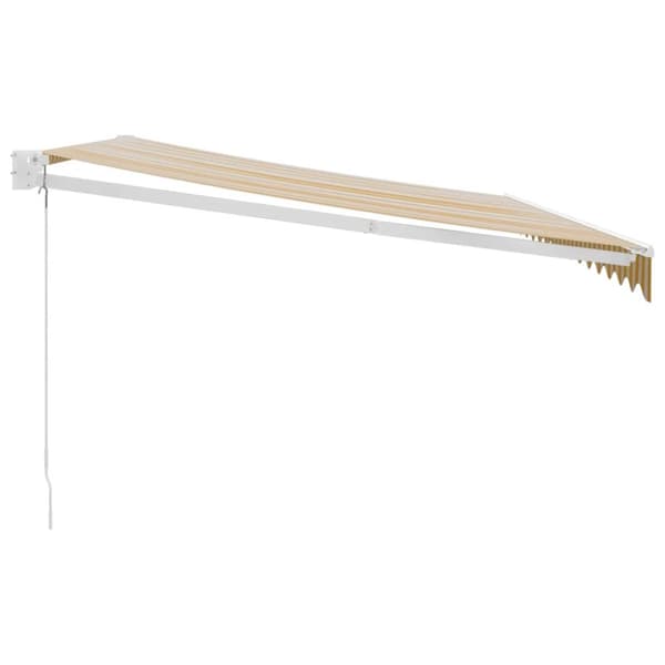 vidaXL Uttrekkbar markise gul og hvit 4x3 m stoff og aluminium