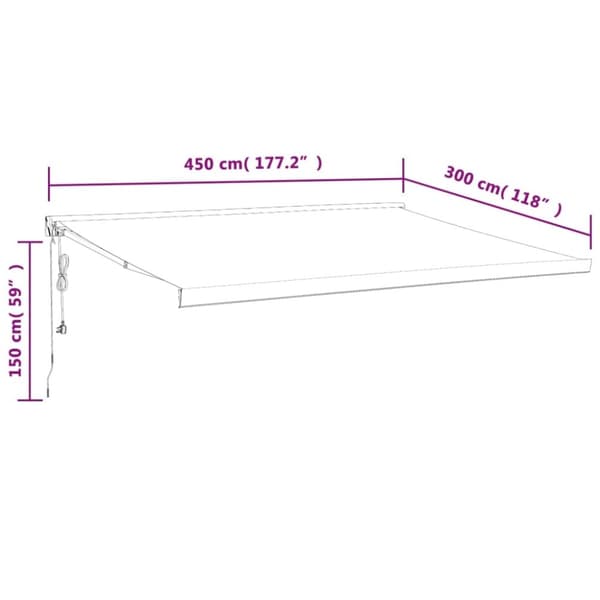 vidaXL Sisäänkelattava markiisi keltavalkoinen 4,5x3 m kangas/alumiini