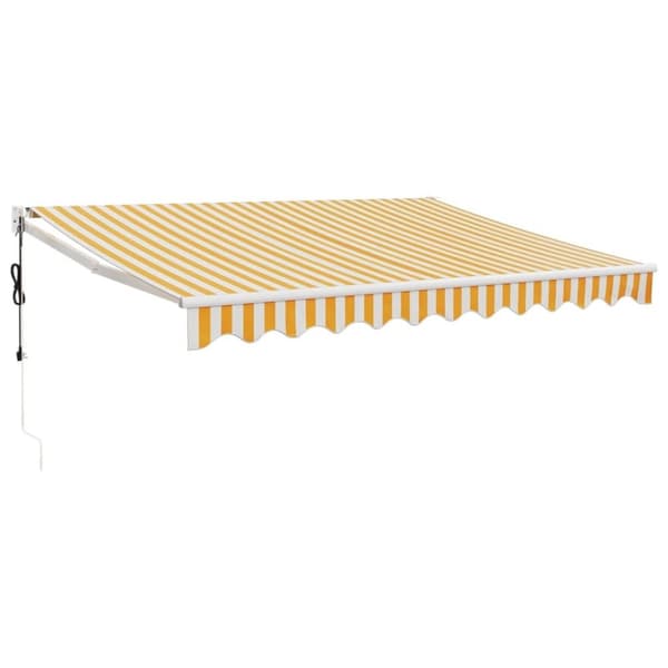 vidaXL Automatisk uttrekkbar markise gul og hvit 3,5x2,5 m