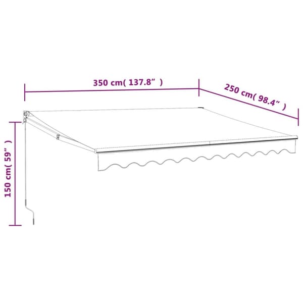 vidaXL Automatisk uttrekkbar markise kremhvit 3,5x2,5 m