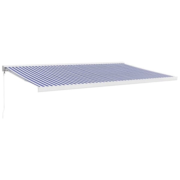 vidaXL Uttrekkbar markise blå og hvit 5x3 m stoff og aluminium