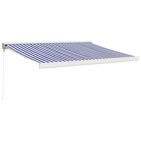 vidaXL Sisäänkelattava markiisi sinivalk. 3,5x2,5 m kangas/alumiini