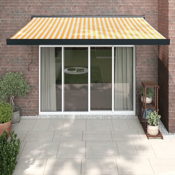vidaXL Uttrekkbar markise gul og hvit 3x2,5 m stoff og aluminium