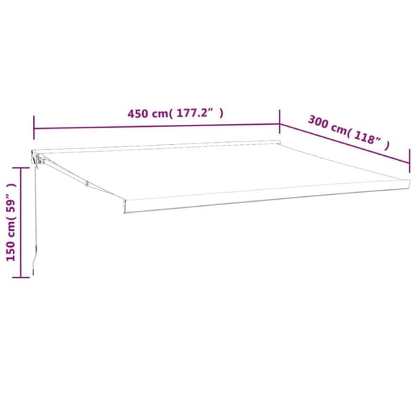 vidaXL Uttrekkbar markise gul og hvit 4,5x3 m stoff og aluminium