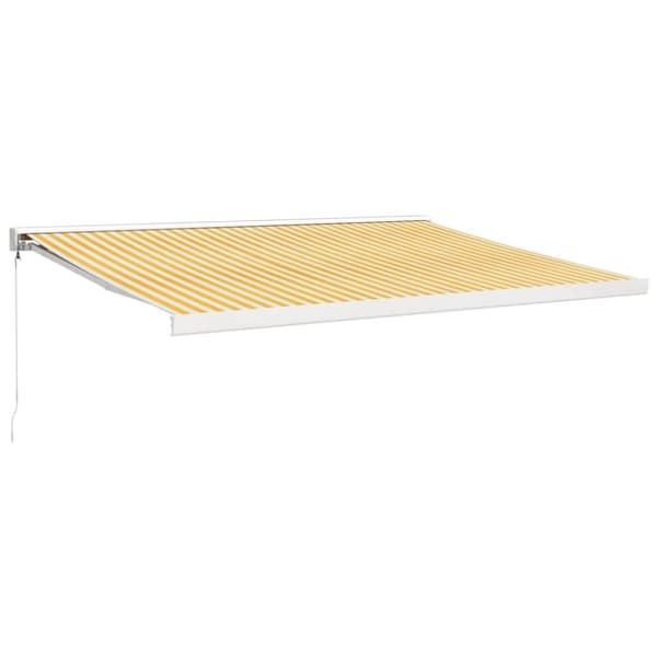 vidaXL Uttrekkbar markise gul og hvit 4,5x3 m stoff og aluminium