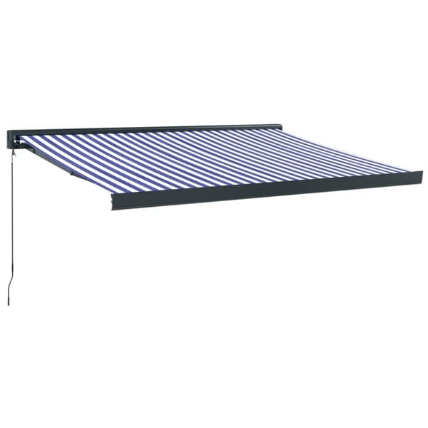 vidaXL Uttrekkbar markise blå og hvit 3,5x2,5 m stoff og aluminium