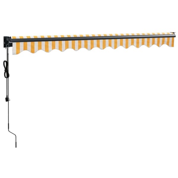 vidaXL Automatisk uttrekkbar markise gul og hvit 3,5x2,5 m