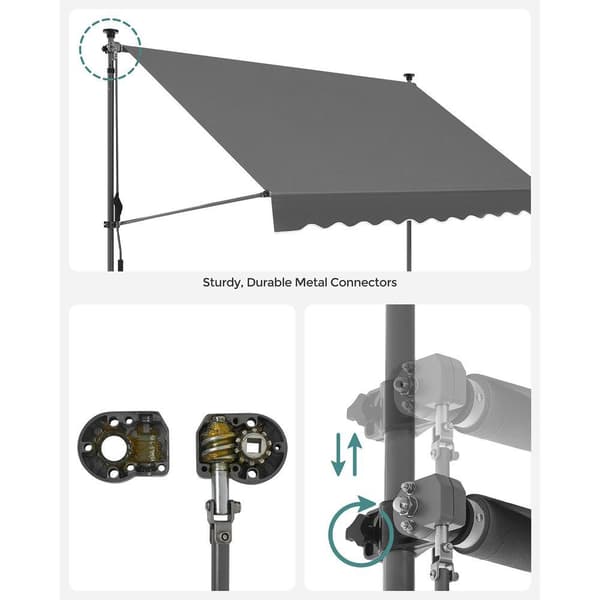 Rootz Clamp Markis - Markis - Höjdjusterbar markis - Lättmonterad markis - Slitstark markis - Med vev - 300 x 130 cm