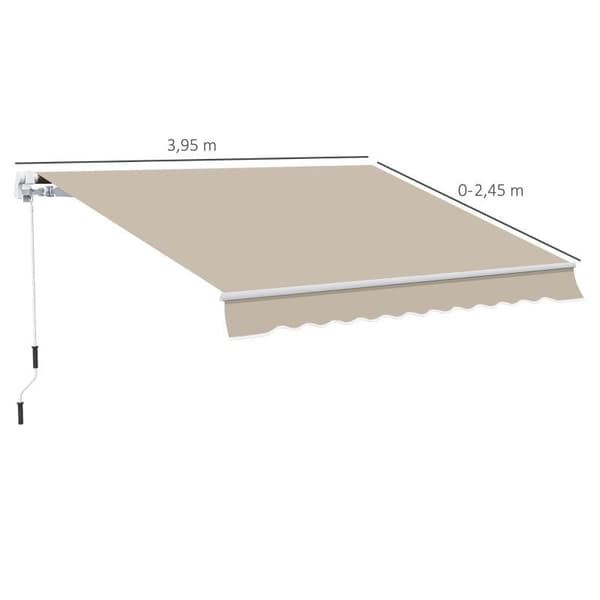 Rootz Markis - Solskydd - Infällbar - Med handvev - Metallram - Polyester - Blå + Beige - 3,95 x 2,45 x 3,50 m