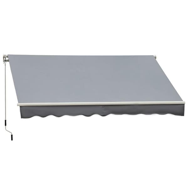 Rootz markiisi - Aurinkosuoja - Sisäänvedettävä - Käsikammella - Metallirunko - Polyesteri - Harmaa + Valkoinen - 3,95 x 2,45 x 3,50 m