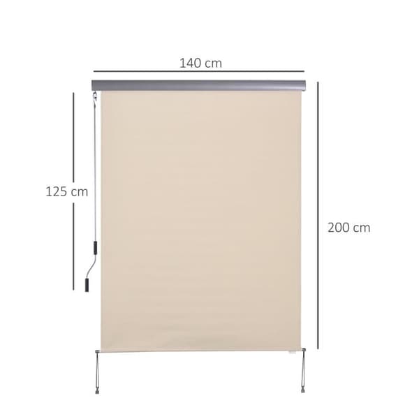 Rootz Vertikal Markise - Altan Markise - Side Rullegardin - Markise - Vinduesrulle - Cremehvid - 140 x 200 cm