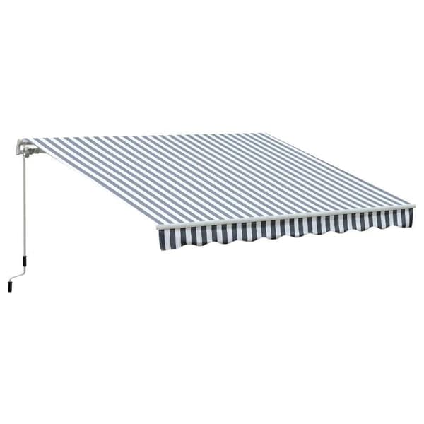 Rootz Markise - Ledarmsmarkise - Solafskærmning - Håndsving - Balkon - Aluminium - Grå/Hvid - 2,95 x 2,45 m