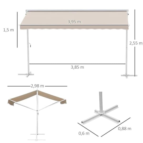 Rootz Markis - Ståmarkis - Trädgårdsmarkis - Justerbar lutning - Beige- 4 x 3 m