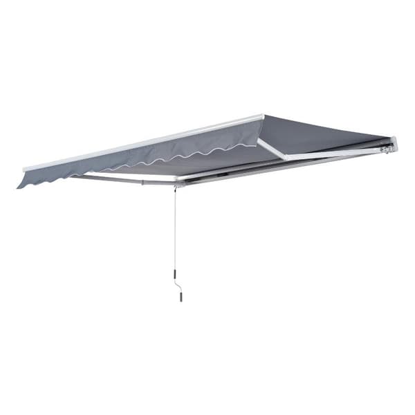 Rootz Markis - Ledarmsmarkis - Solskydd - Handvev - Aluminium + Polyester - Grå - 3,5x2,5m