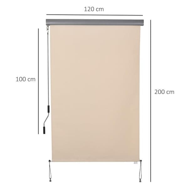 Rootz Vertical Awning - Balcony Awning - Side Roller Blind - Awning - Window Roller - Cream White - 120 x 200 cm
