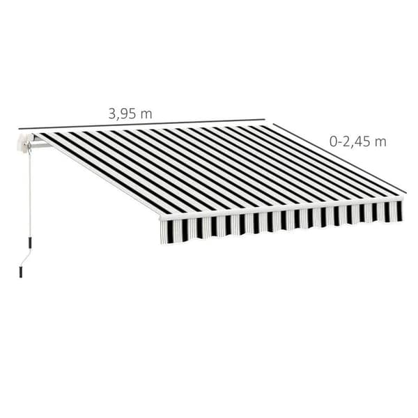 Rootz fönstermarkis - Markis - Solskydd - Infällbar - Med handvev - Metallram - Vit/Blå - 3,95 x 2,45 x 3,50 m