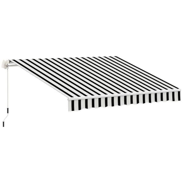 Rootz vinduesmarkise - Markise - Solafskærmning - Indtrækkelig - Med håndsving - Metalramme - Hvid/Blå - 3,95 x 2,45 x 3,50 m