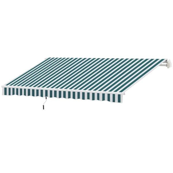 Rootz Fönstermarkis - Markis - Solskydd - Infällbar - Med handvev - Metallram - Vit/Grön - 3,95 x 2,45 x 3,50 m