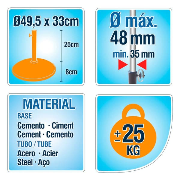 Aktive Rund Base Paraplycement 35-48 Mm Sort 49.55 x 33 cm