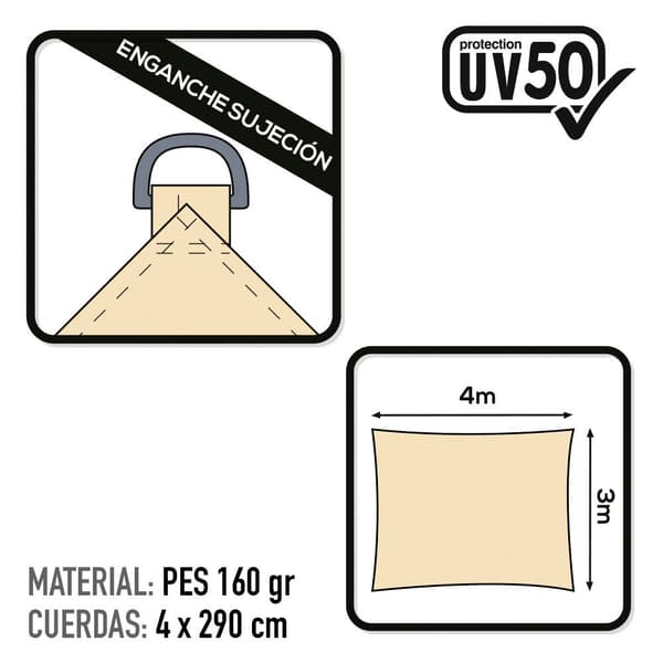 Aktive Varjostin Markiisi Rectangular 300x400 Cm Uv50 Suojaus Keltainen