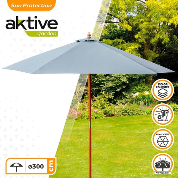 Aktive Träpåle Hexagonal 300 Cm 48 Mm Höjd 250 Centimeter Grå